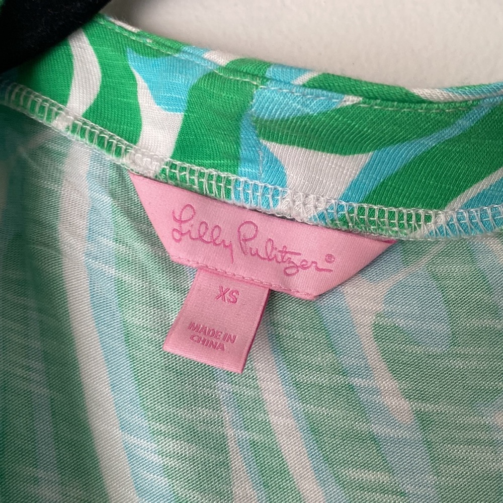 Lilly Pulitzer Meridan Wrap Dress Finders Keepers Size Small green blue - Picture 8 of 9